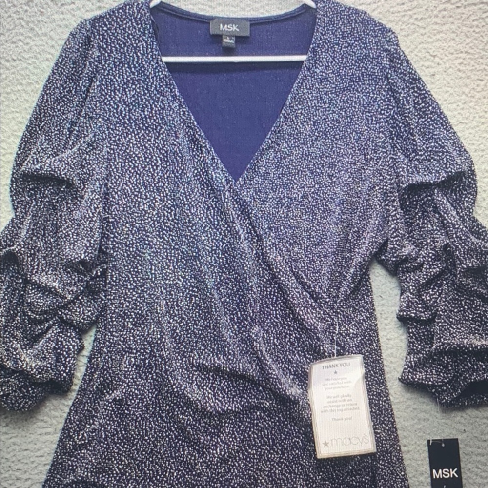 MSK Women's Blue Wrap Top